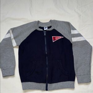 Janie and Jack kids boys  Navy and Gray Kids zip-up Sweatshirt 3 years